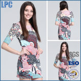 Pink Printing Tunic Knitted Fashion Dress