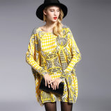 Yellow Printing Sweater for Women Oversize Pullover Wholesale