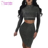 New Arrival Women Wanda Black Shimmer Two Piece Set Dress