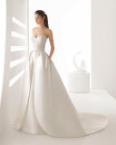 Elegant Sweetheart Beading Top Removable Train Skirt Satin Bridal Dress Wedding Gown