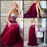 Wine Crystals Fashion Evening Dress Vestidos Party Prom Gowns Ld1157