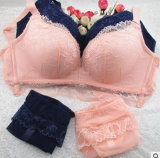 New Bra Panties Lace Coverage Underwired Bra with Transparent Panty (EPB265)