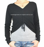 Women Knitted V Neck Long Sleeve Fashion Clothes (12AW-193)