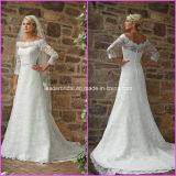 3/4 Sleeves Bridal Gown Lace Beach Garden Wedding Dress A78