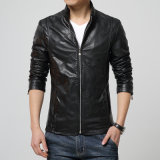 News Design Cool Mens PU Leather Jacket with Fleece Lining