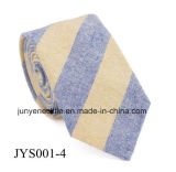 New Striped Mens Linen Necktie Jacquard Tie