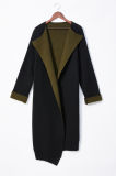 Lady's Wool Acrylic Fashion Long Sleeve Cardigan with Shawl Neck Double-Side Wear