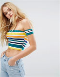 2017 Ladies Sexy off Should Short Knitted Strip Sweater Tanktop Hot Sales