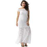in Stock Xxxl Four Color Plus Size Color Lace Elegant Wedding Party Gown