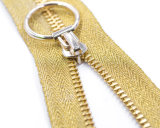 Metal Zipper with Circle Puller and Yellow Tape/Top Quality