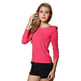 Fashion Sexy Cotton/Polyester Plain T-Shirt for Women (W044)