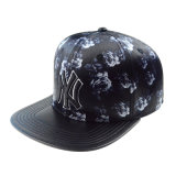 Custom Black PU Leather Cap Snapback Hat with 3D Embroidery Logo