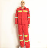 Unisex Fr Soft Weight Red Functional Hi-Vis Protection Workwear with Stripes/Magic Tape