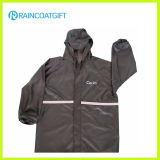 Black Polyester PVC Reflective Waterproof Rain Jacket