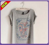 Fashion Sexy Cotton Printed T-Shirt for Women (W284)