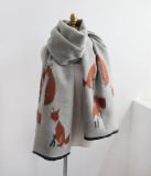 Womens Soft Cashmere Fox Printing Stole Scarf Shawl Wrap (SP206)