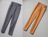 2017 Elastic Waist Harem Trousers 60% Wool Women Clothes