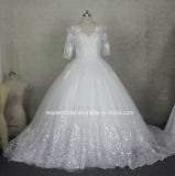 3/4 Sleeves Bridal Dresses Real Photos Tulle Lace Wedding Gowns Z2087