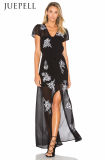 Front Keyhole Floral Chiffon Maxi Beach Women Dress