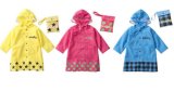 Fashion Design PU Coating Children /Kid Rain Coat with Hood