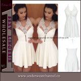 White Party Formal Prom Women Sleeveless Short Cocktail Dress (T22153)