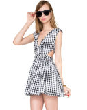 Guangzhou Factory Clothing OEM Slim Fit Plaid Fashion Women Dress