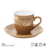 3oz Light Brown Color Espresso Cup & Saucer