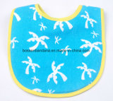 Factory OEM Produce Custom Design Printed Cotton Blue Terry Baby Feeder Bib