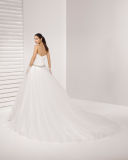 Strapless Pleat Top Beading Low Waist Tulle Skirt Bridal Gown Wedding Dress