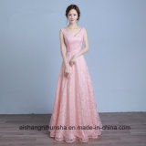 Women Long Formal V Neck Lace Evening Party Prom Dress