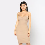 New Fashion Ladies Dress Patrice Tube Dress Mocha Slip Sexy Bandage Dress