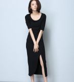 OEM Plus Size Plain Cotton Split Women Dress