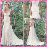 Lace Tulle Bridal Formal Gowns A-Line Sexy Beads Wedding Dress S201763