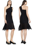 One Shoulder Dress Downswing with Lace Kneeless Dress Black Bandage Dress