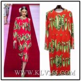 Women Fashion Red Long Sleeve Party Dress