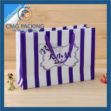 Striped Paper Bag with Purple Stripes Printing (CMG-MAY-039)