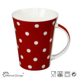 Red Backgroud Dots Design Ceramic Mug