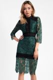 Drak Green Good Quality Sexy Women Lace MIDI Dress