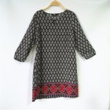 Women's Aop Woven Dress 3/4 Sleeve