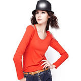 Fashion Sexy Cotton/Polyester Plain T-Shirt for Women (W009)