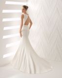 Simple Sexy Hollow Back Satin Mermaid Bridal Wedding Dress