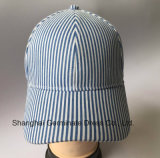 100%Cotton Baseball Cap in Stripe Fabric with Metal Buckle (LY074)