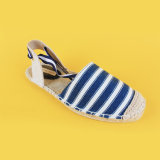 Womens Stripe Lace up Navy Blue Espadrilles Sandals Shoes