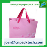 Gift Shopping Cmyk Printing Ribbon Handle Kraft Paper Bag