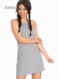 Rib Neckline Shift Knit Women Dress