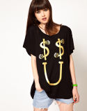 Summer Short Sleeve Crew Neck Women T-Shirt with Printed