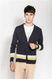 Rib Knit V-Neck Men 100%Cashmere Cardigan