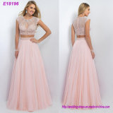 New Fashion Two Pieces Long Elegent Pink Chiffon Evening Dress Wholesale