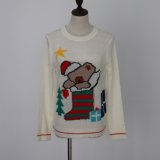 Christmas Gift of Ladeis' Sweater in Jacquard Design and Acrylic Quality Soft Handfeel