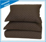 Solid Brown Brick Pattern Quilted Coverlet Set